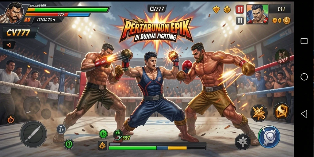 Tampilan gameplay CV777 yang seru dan dinamis selama pertarungan.
