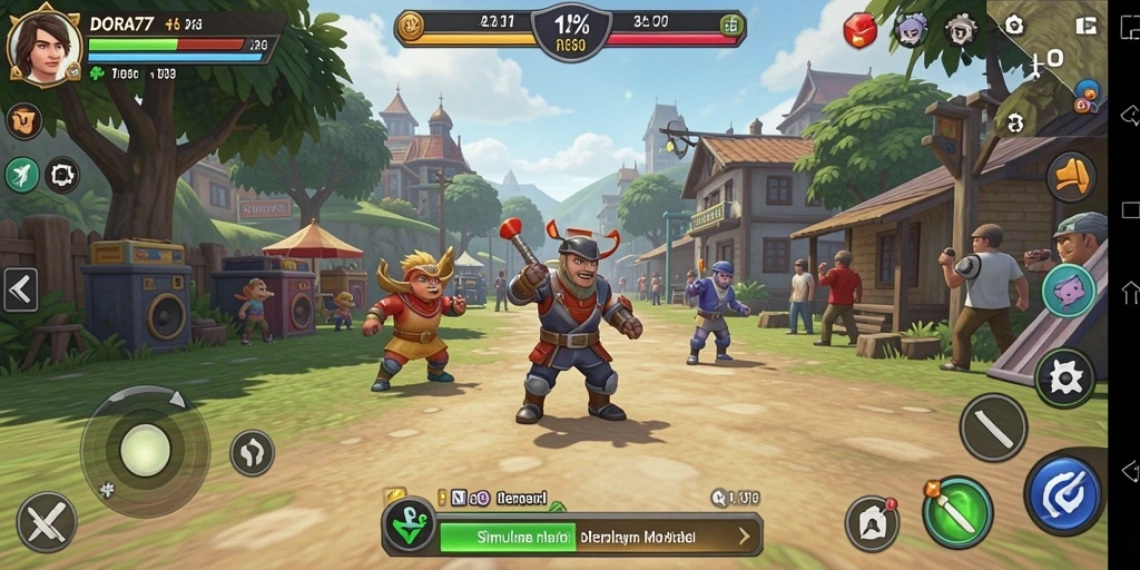 Screenshot utama DORA77 menampilkan gameplay Simulation yang interaktif.