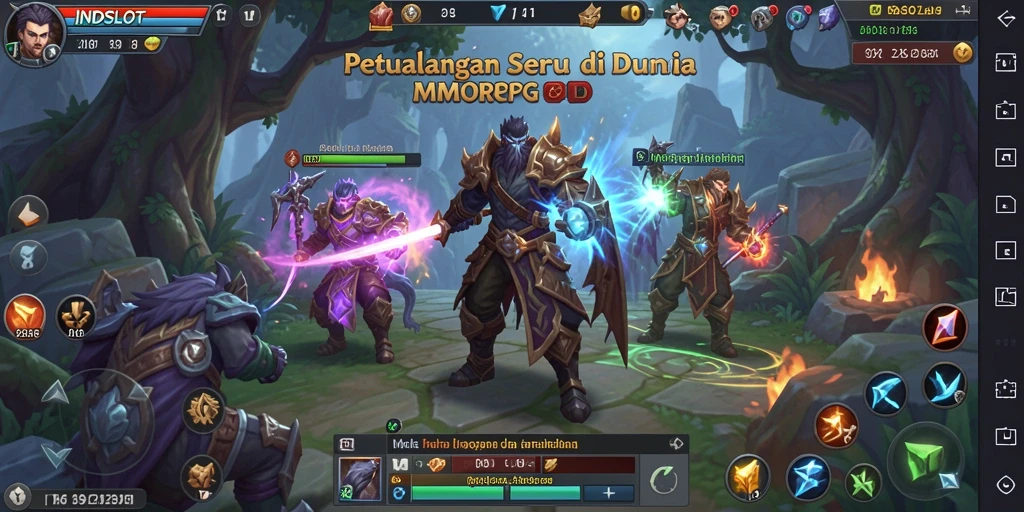 Tangkapan layar dari gameplay <strong>INDSLOT</strong> yang menunjukkan pertempuran epik di dunia MMORPG.