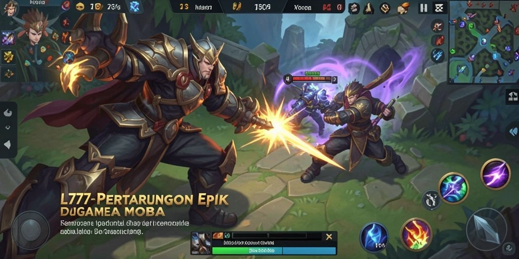 Tangkapan layar L777 menampilkan aksi seru di arena pertarungan MOBA.