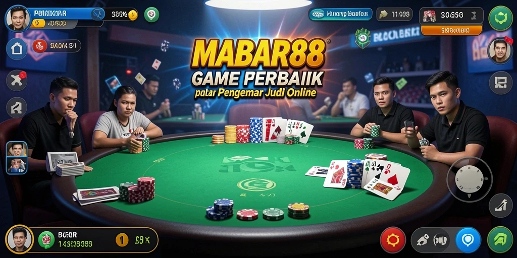 Screenshot gameplay MABAR88 menampilkan suasana meja Poker yang seru.