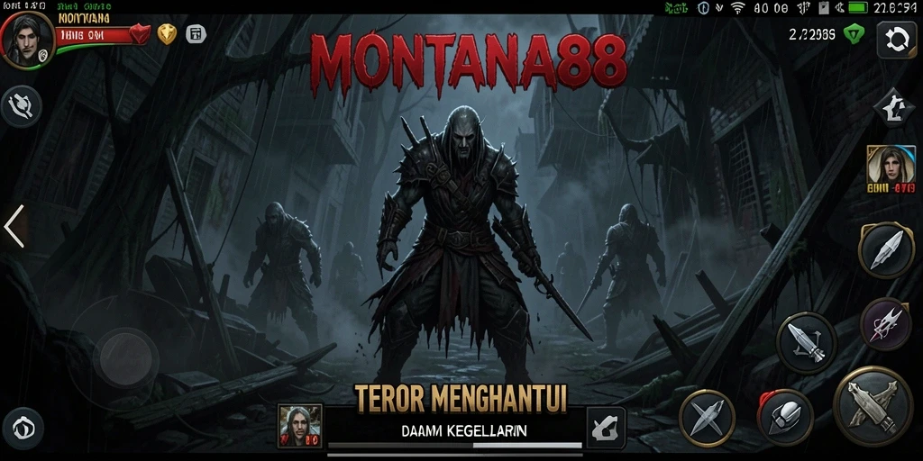 Menampilkan gameplay mencekam di dunia <strong>MONTANA88</strong> yang penuh dengan kegelapan.