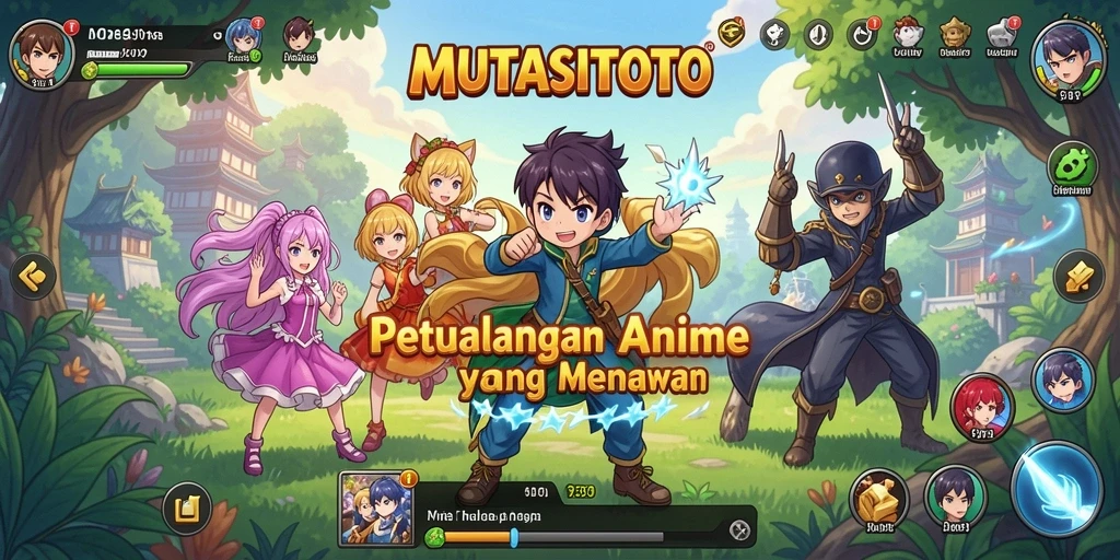 Screenshot gameplay MUTASITOTO yang menunjukkan aksi seru karakter anime.