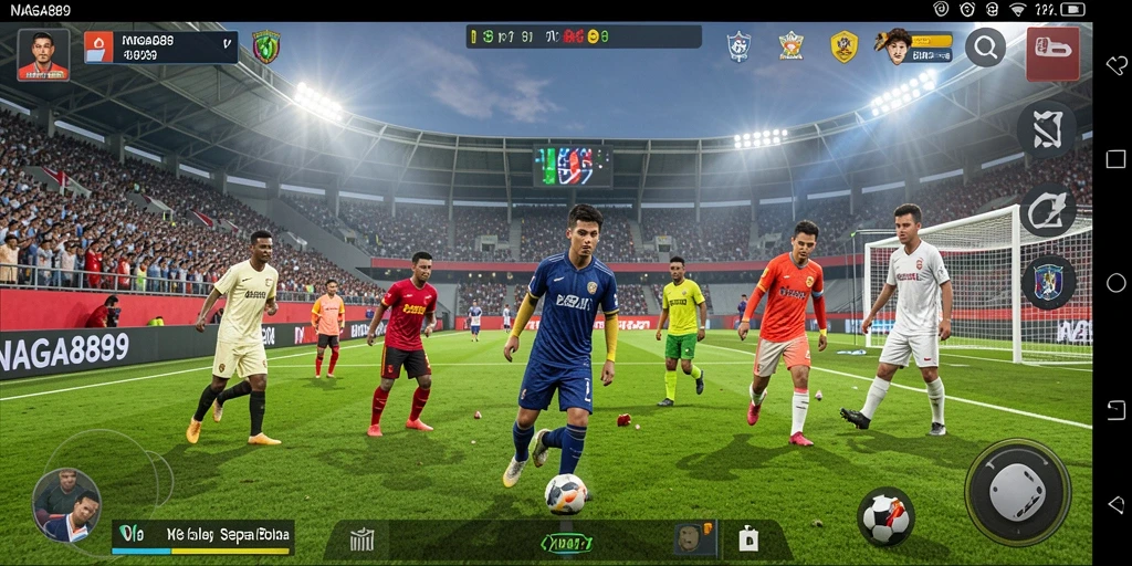 Tangkapan layar permainan NAGA889 menampilkan aksi sepak bola yang mendebarkan.