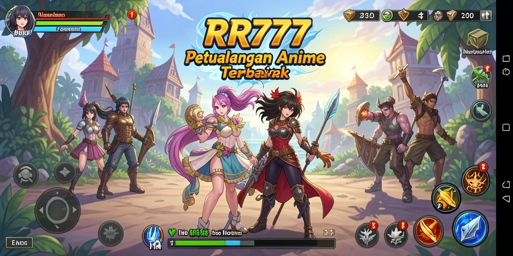 Tampilan gameplay anime yang epik dan penuh warna.