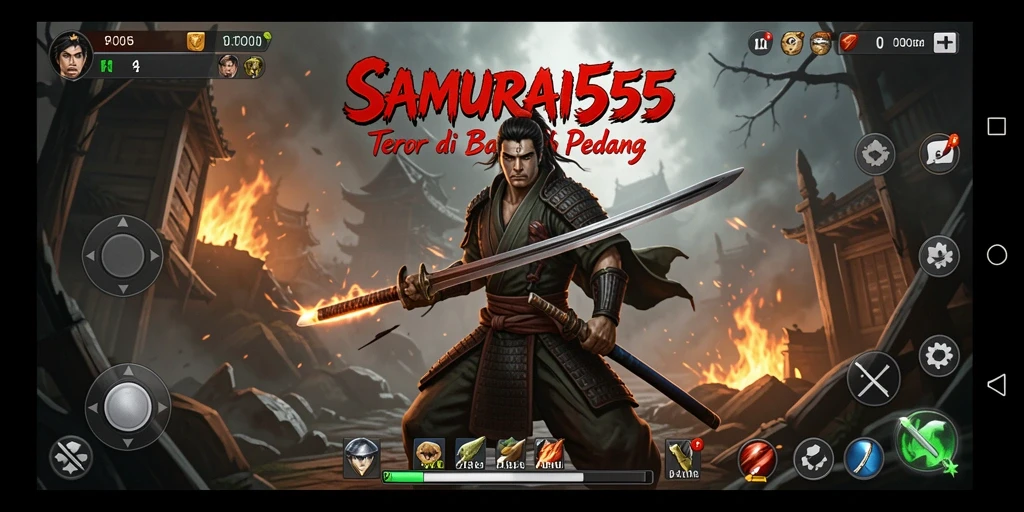 Tampilan gameplay menegangkan SAMURAI555 dengan suasana yang mencekam.