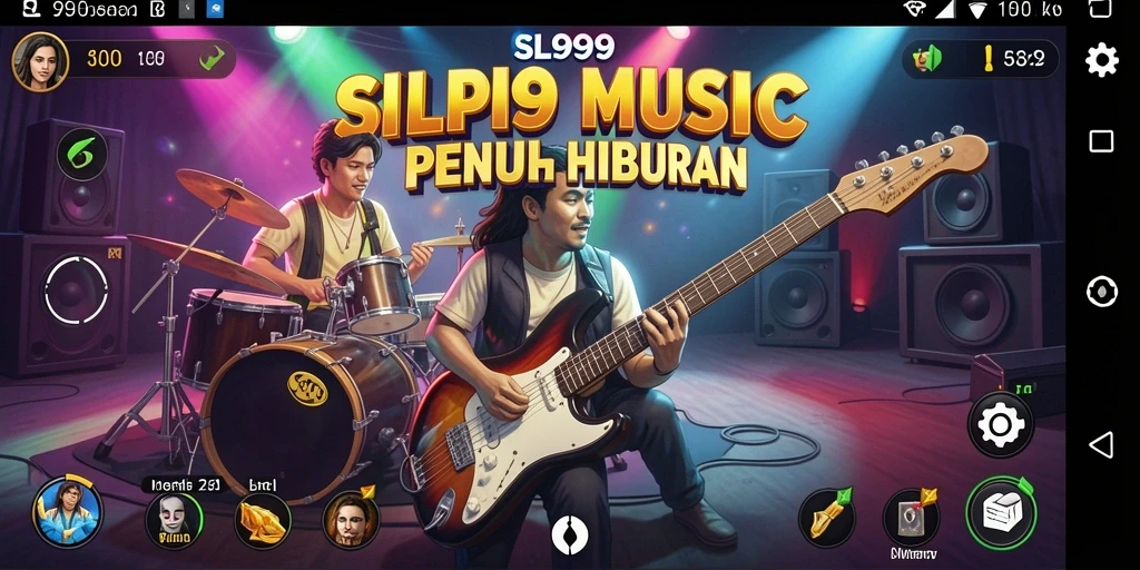 Tampilan gameplay menarik dengan berbagai pilihan lagu.