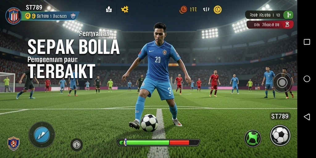 Screenshot ST789 menampilkan aksi seru di lapangan sepak bola.